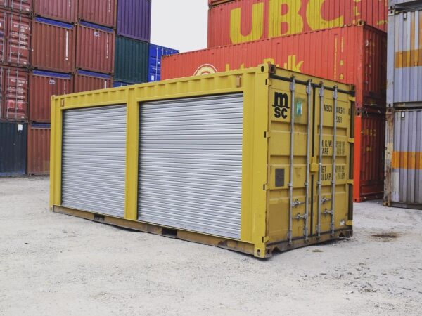 Yellow 20ft Container – Dual Side Roll-Up Doors
