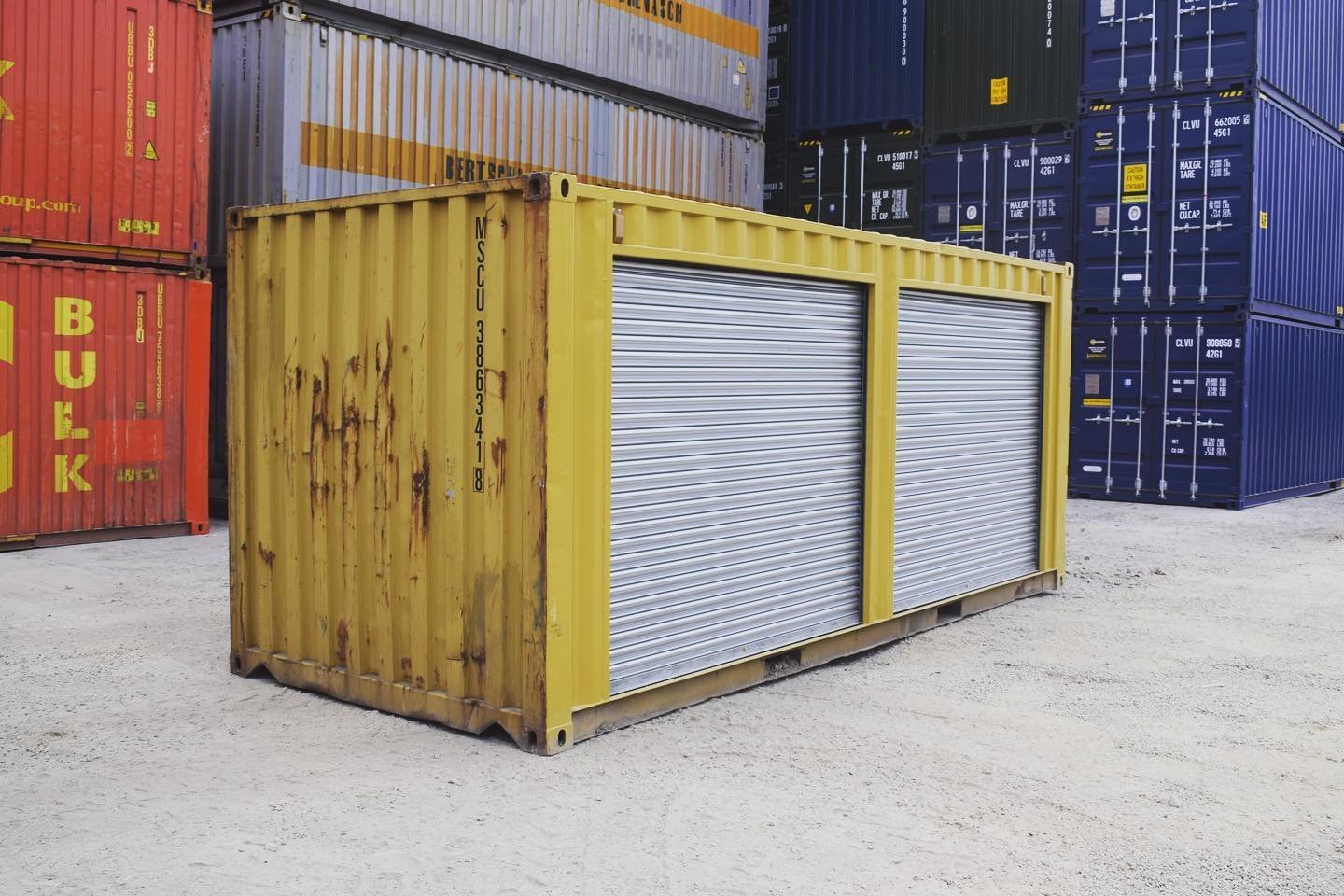Yellow 20ft Container – Dual Side Roll-Up Doors - Image 2